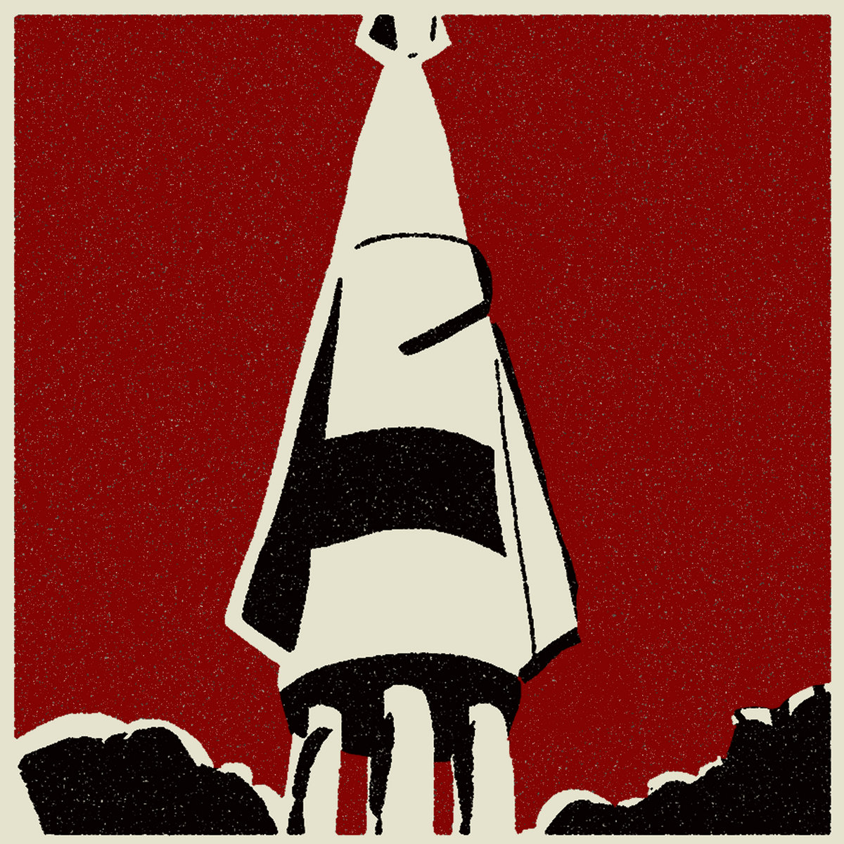 LP cover for Think Fast. depicts a rocket taking off